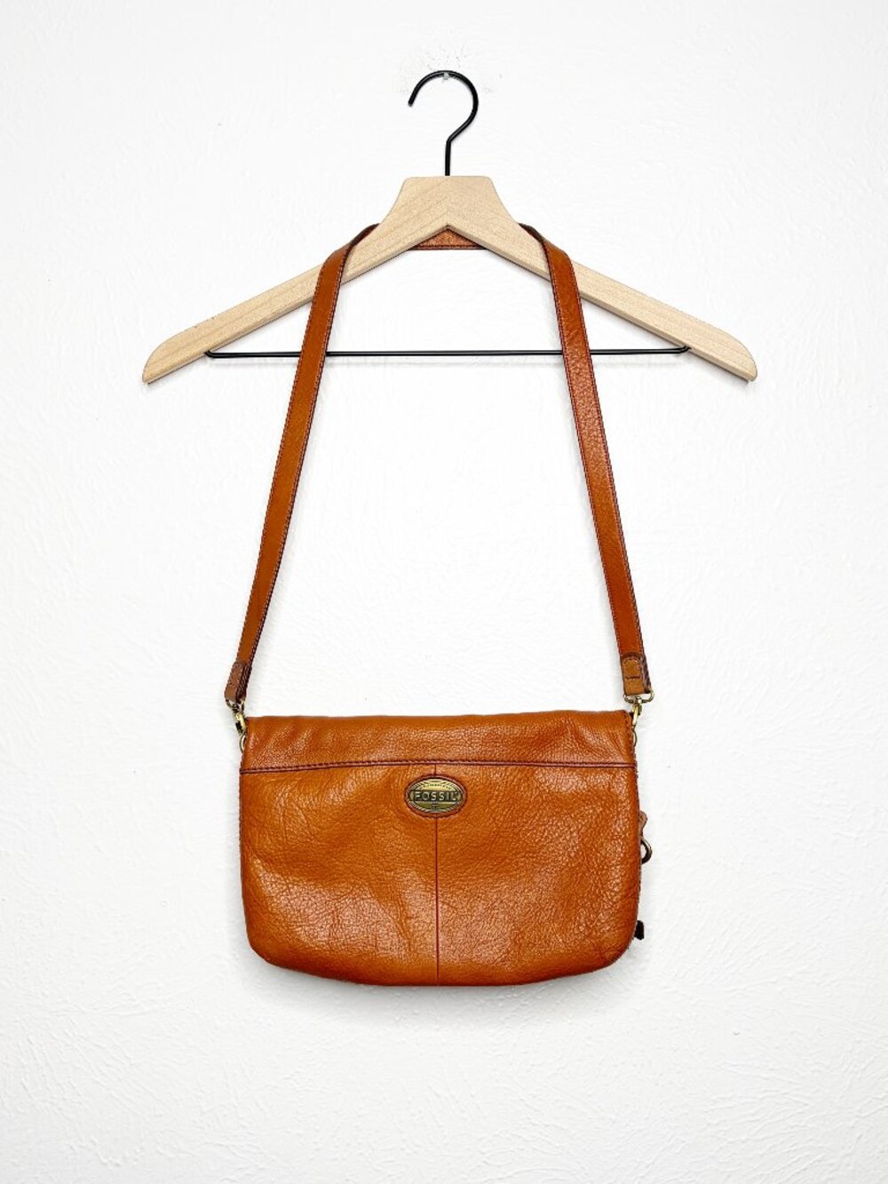 Vintage Fossil Brown Leather Crossbody Purse